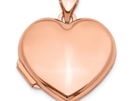 14k Rose Gold 18mm Polished Domed Heart Locket Online now