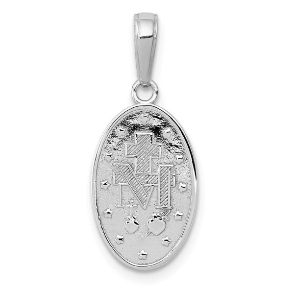 14k White Gold Solid Polished Oval Miraculous Medal Pendant Online