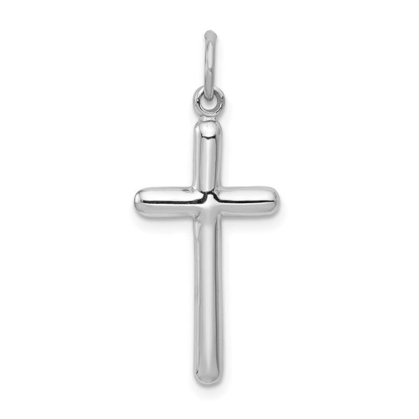 14k White Gold Textured Latin Cross Pendant Discount