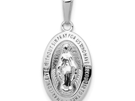 14k White Gold Solid Polished Oval Miraculous Medal Pendant Online