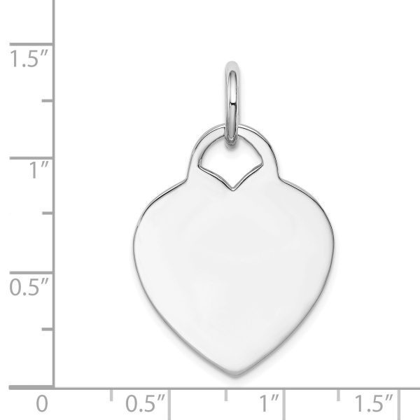 14k White Gold Engravable Heart Disc Charm or Pendant, 22mm Hot on Sale