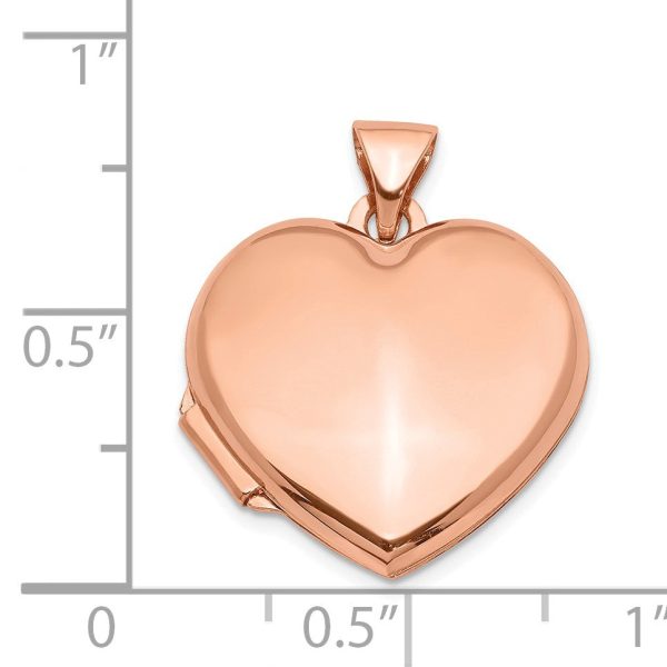 14k Rose Gold 18mm Polished Domed Heart Locket Online now