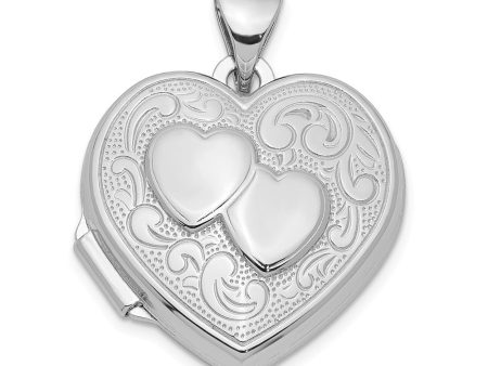 Sterling Silver 18mm Double Design Heart Shaped Locket Online now